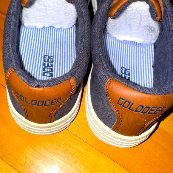 NWOT GOLD DEER Men’s dark jean/brown leather sneakers! Size 7.5 Unisex - Picture 5 of 8